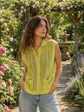 Zara textured knit vest limited edition light green